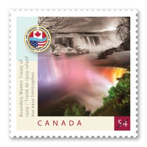 The Boundary Waters Treaty of 1909 stamp, issued on June 12, 2009.