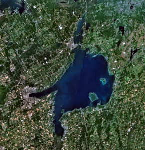 lake simcoe01 A satellite view of Lake Simcoe, the twelfth-largest lake in Ontario.